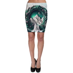 Christmas Wreath Winter Mountains Snow Stars Moon Bodycon Skirt