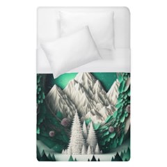 Christmas Wreath Winter Mountains Snow Stars Moon Duvet Cover (single Size)