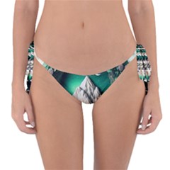 Christmas Wreath Winter Mountains Snow Stars Moon Reversible Bikini Bottoms