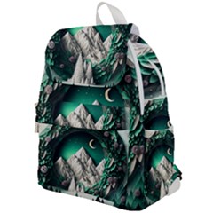 Christmas Wreath Winter Mountains Snow Stars Moon Top Flap Backpack