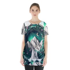 Christmas Wreath Winter Mountains Snow Stars Moon Skirt Hem Sports Top