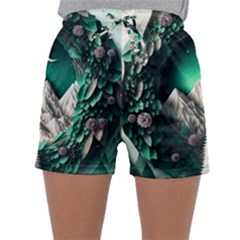 Christmas Wreath Winter Mountains Snow Stars Moon Sleepwear Shorts