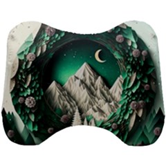 Christmas Wreath Winter Mountains Snow Stars Moon Head Support Cushion