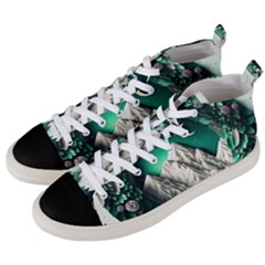 Christmas Wreath Winter Mountains Snow Stars Moon Men s Mid-top Canvas Sneakers