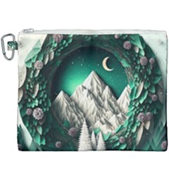 Christmas Wreath Winter Mountains Snow Stars Moon Canvas Cosmetic Bag (xxxl)