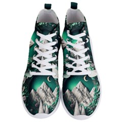 Christmas Wreath Winter Mountains Snow Stars Moon Men s Lightweight High Top Sneakers