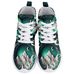 Christmas Wreath Winter Mountains Snow Stars Moon Women s Lightweight High Top Sneakers