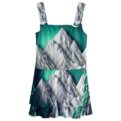 Christmas Wreath Winter Mountains Snow Stars Moon Kids  Layered Skirt Swimsuit