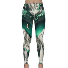 Christmas Wreath Winter Mountains Snow Stars Moon Lightweight Velour Classic Yoga Leggings