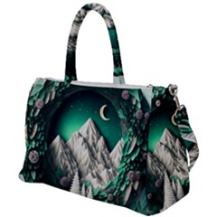 Christmas Wreath Winter Mountains Snow Stars Moon Duffel Travel Bag