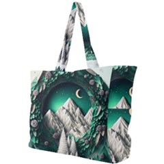 Christmas Wreath Winter Mountains Snow Stars Moon Simple Shoulder Bag