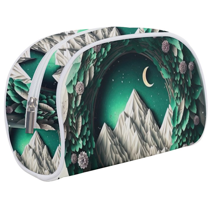 Christmas Wreath Winter Mountains Snow Stars Moon Make Up Case (Medium)