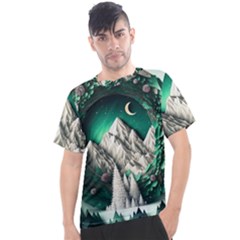 Christmas Wreath Winter Mountains Snow Stars Moon Men s Sport Top by uniart180623