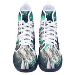 Christmas Wreath Winter Mountains Snow Stars Moon Men s High-top Canvas Sneakers