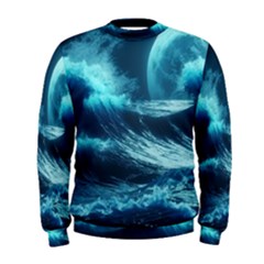 Moonlight High Tide Storm Tsunami Waves Ocean Sea Men s Sweatshirt by uniart180623