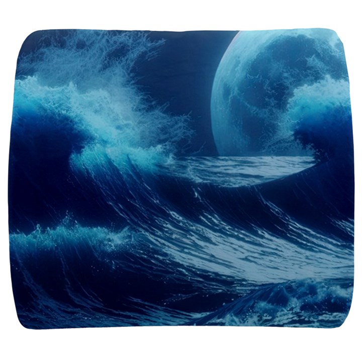 Moonlight High Tide Storm Tsunami Waves Ocean Sea Back Support Cushion