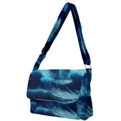 Moonlight High Tide Storm Tsunami Waves Ocean Sea Full Print Messenger Bag (s) by uniart180623