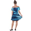 Moonlight High Tide Storm Tsunami Waves Ocean Sea Off Shoulder Velour Dress View2