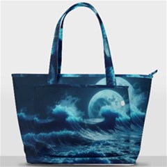 Moonlight High Tide Storm Tsunami Waves Ocean Sea Back Pocket Shoulder Bag  by uniart180623