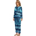 Moonlight High Tide Storm Tsunami Waves Ocean Sea Womens  Long Sleeve Lightweight Pajamas Set View2