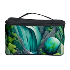 Waterfall Jungle Nature Paper Craft Trees Tropical Cosmetic Storage Case by uniart180623