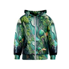 Waterfall Jungle Nature Paper Craft Trees Tropical Kids  Zipper Hoodie