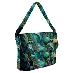 Waterfall Jungle Nature Paper Craft Trees Tropical Buckle Messenger Bag by uniart180623