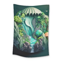 Waterfall Jungle Nature Paper Craft Trees Tropical Small Tapestry