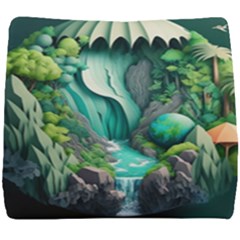 Waterfall Jungle Nature Paper Craft Trees Tropical Seat Cushion by uniart180623