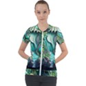 Waterfall Jungle Nature Paper Craft Trees Tropical Short Sleeve Zip Up Jacket View1