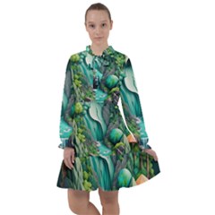 Waterfall Jungle Nature Paper Craft Trees Tropical All Frills Chiffon Dress by uniart180623