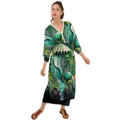 Waterfall Jungle Nature Paper Craft Trees Tropical Grecian Style  Maxi Dress by uniart180623