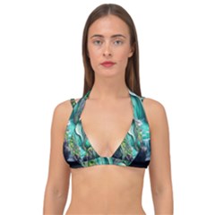 Waterfall Jungle Nature Paper Craft Trees Tropical Double Strap Halter Bikini Top by uniart180623