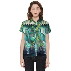 Waterfall Jungle Nature Paper Craft Trees Tropical Short Sleeve Pocket Shirt by uniart180623