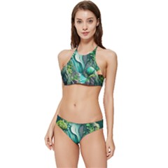 Waterfall Jungle Nature Paper Craft Trees Tropical Banded Triangle Bikini Set by uniart180623