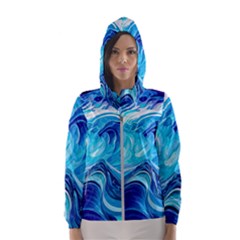 Tsunami Waves Ocean Sea Nautical Nature Water Women s Hooded Windbreaker