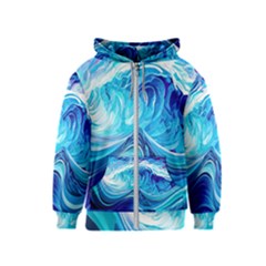 Tsunami Waves Ocean Sea Nautical Nature Water Kids  Zipper Hoodie