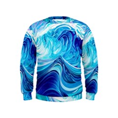 Tsunami Waves Ocean Sea Nautical Nature Water Kids  Sweatshirt