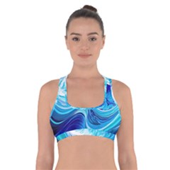 Tsunami Waves Ocean Sea Nautical Nature Water Cross Back Sports Bra by uniart180623