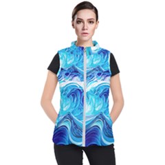 Tsunami Waves Ocean Sea Nautical Nature Water Women s Puffer Vest