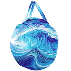 Tsunami Waves Ocean Sea Nautical Nature Water Giant Round Zipper Tote by uniart180623