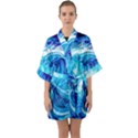 Tsunami Waves Ocean Sea Nautical Nature Water Half Sleeve Satin Kimono  View1