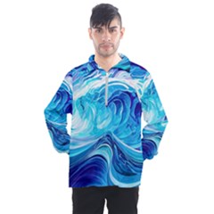 Tsunami Waves Ocean Sea Nautical Nature Water Men s Half Zip Pullover