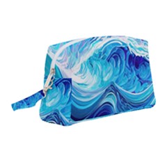 Tsunami Waves Ocean Sea Nautical Nature Water Wristlet Pouch Bag (medium) by uniart180623