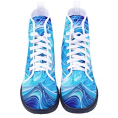 Tsunami Waves Ocean Sea Nautical Nature Water Kid s High-top Canvas Sneakers by uniart180623