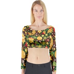 Christmas Pattern Long Sleeve Crop Top