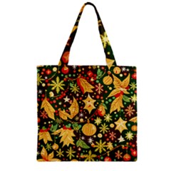 Christmas Pattern Zipper Grocery Tote Bag