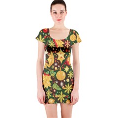 Christmas Pattern Short Sleeve Bodycon Dress