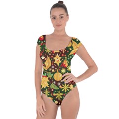 Christmas Pattern Short Sleeve Leotard 