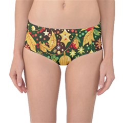 Christmas Pattern Mid-waist Bikini Bottoms